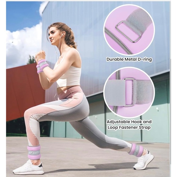 JORICY Light Purple Weight Ankle Weights 1 lb each (2 LB Pair) Adjustable Straps - Picture 2 of 7